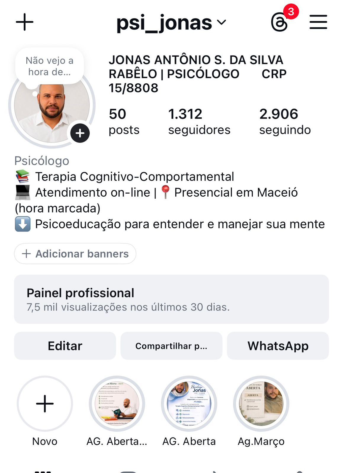 Perfil do Instagram @psi_jonas